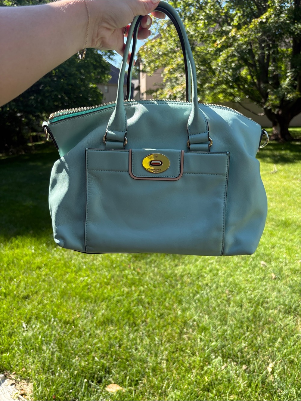 kate spade Mint Green Leather Top-Handle Shoulder Bag